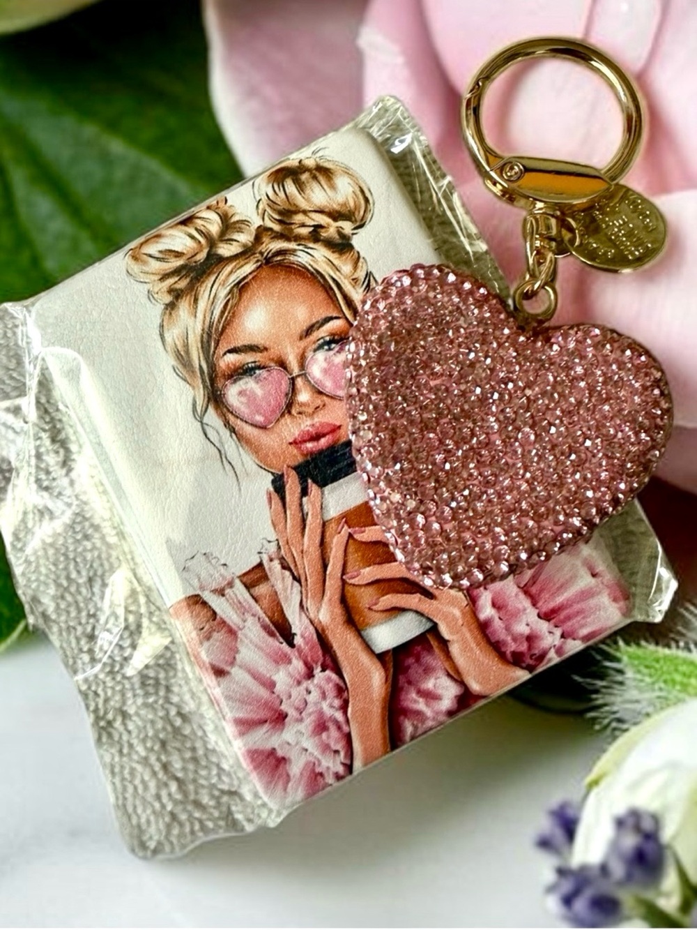 Heart pink rhinestone bag charm glitter bag charm/ keychain & novelty 2 FER